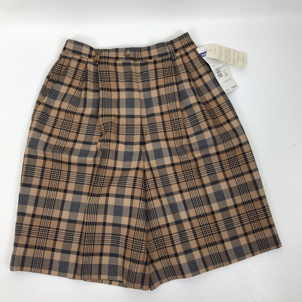 Pendleton Plaid Shorts Womens Size‎ 6 Petite Pleated USA Vintage High Waist